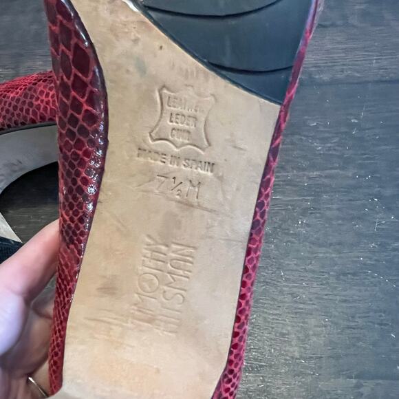 Vintage Timothy Hitsman Red Reptile Print Leather Heels Women’s Size 7.5M Italy - Picture 6 of 9